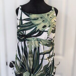 Cacique by Lane Bryant Grand Palms Green White Hawaiian Print Swimwear Size 18